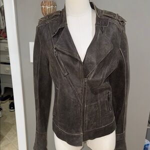 Women's Distressed Black Leather Jacket